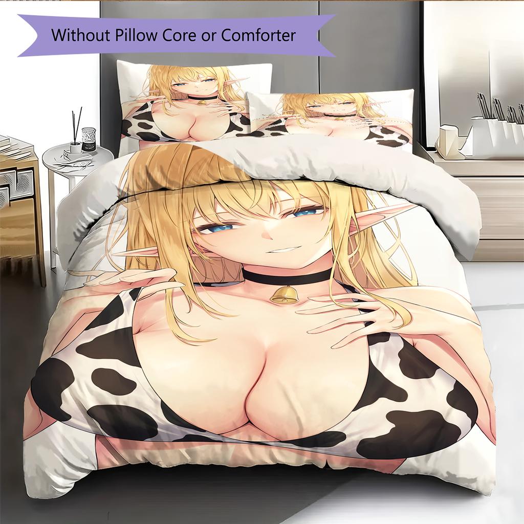 Anime-Muster Bettwäsche Steppbettdecke Set Bettbezug Kissenbezug Heimdekoration Geburtstagsgeschenk (1 Bettbezug + 2 Kissenbezüge, ohne Füllung)