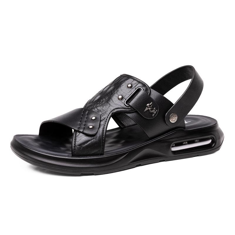 Módní pánské kožené sandály Pánské letní nové sandály Pantofle Dospělé platformové plážové boty Protiskluzové s otevřenou špičkou Odpružené kožené sandály