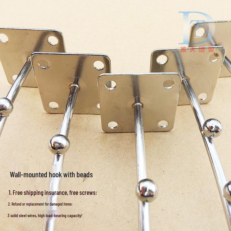 Wall-Mounted Beaded Hooks: Curved Seven-Bead & Five-Bead Design for Wooden Boards and Shelves