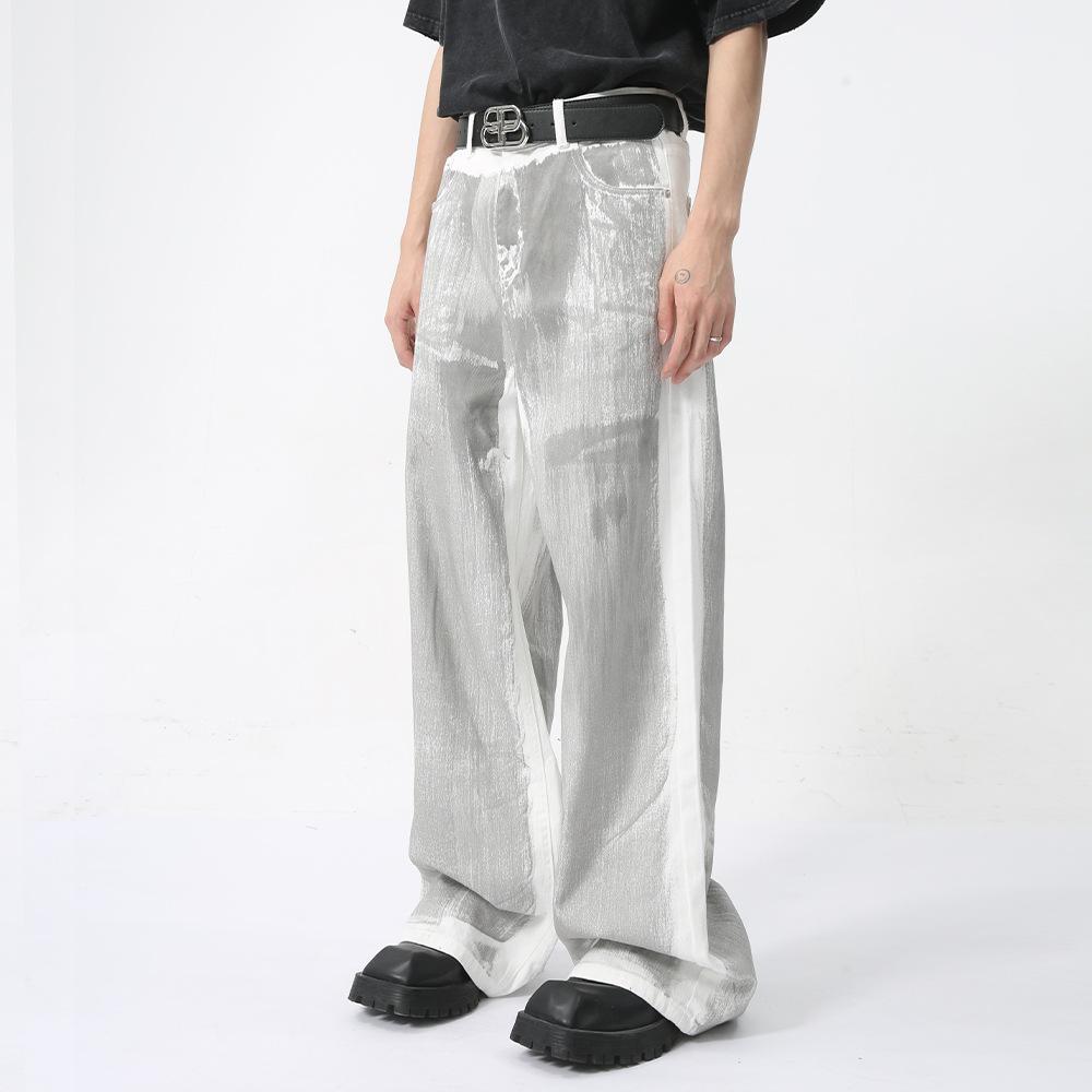 Men's Summer New Products, Trendy and Niche Design, Hand Drawn Dirty Jeans for Casual Wear