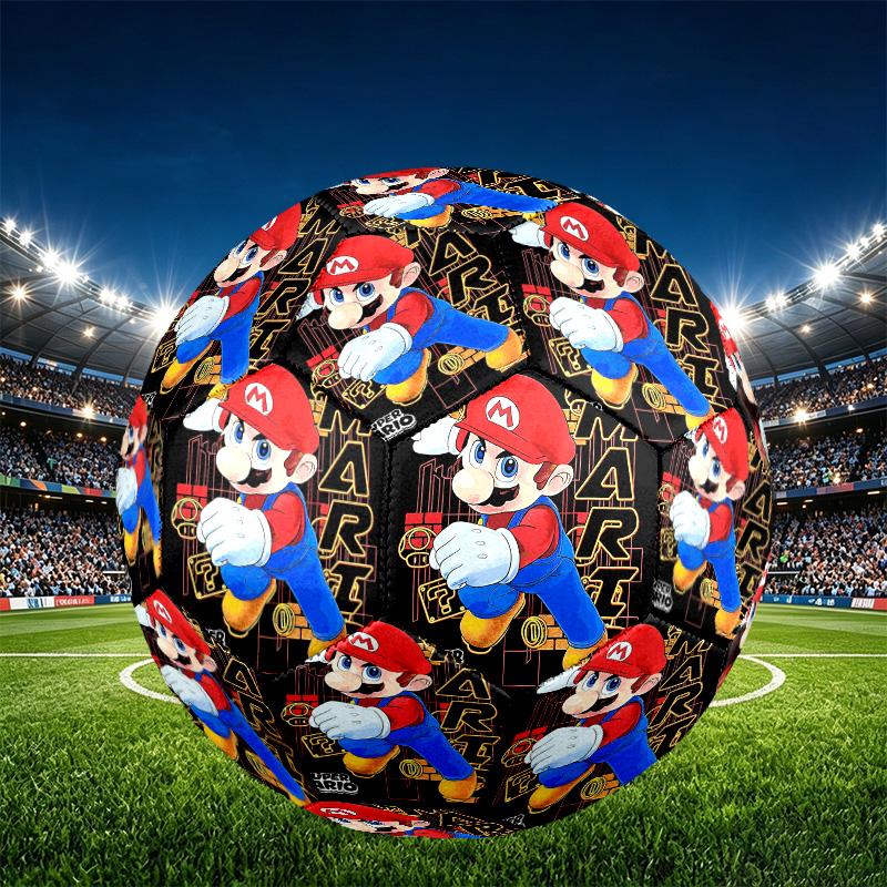 Super Mario Print Size 5 Soccer Ball, PU Wear Resistant Football for Match Training and Daily Practice, Birthday Gift for Soccer Fans
