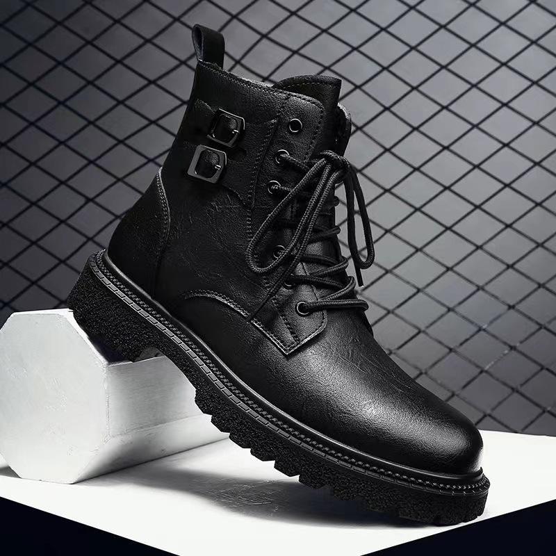 

Чоловічі черевики Мартін осінньо-зимові оксамитові на товстій підошві універсальні в британському стилі ретро лицарські черевики 46