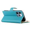 For iPhone 13 Pro Case Zipper Pocket Wallet Color Splicing Leather Flip Phone Cover with Straps