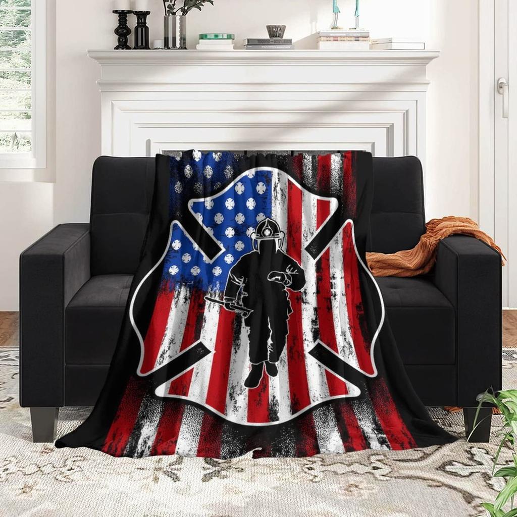 Firefighter blanket gift for firefighter man dad husband adult bedroom living room decoration flannel blanket