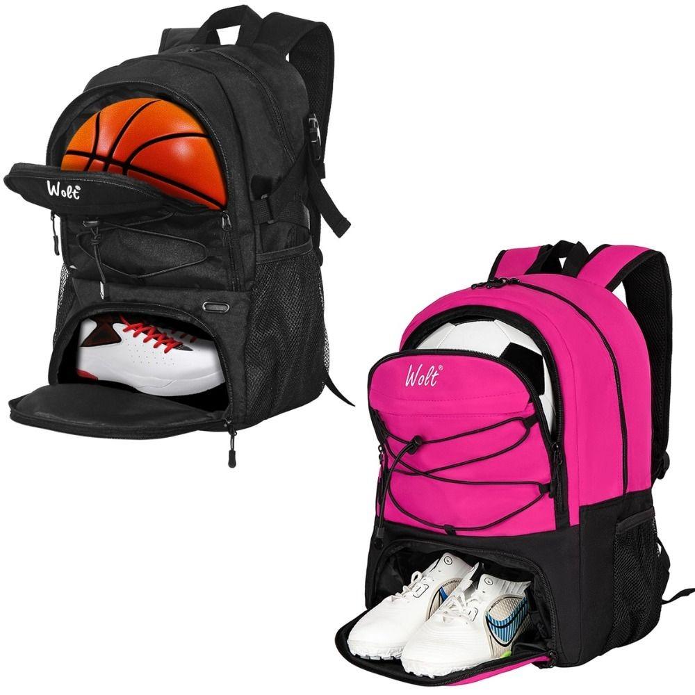 Large Capacity Basketball Backpack Shoes Compartment Waterproof Soccer Ball Backpack Separate Ball Holder Breathable Sports Bag