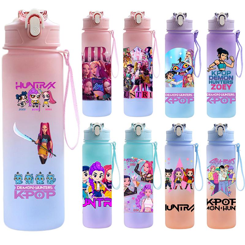 750Ml Water Bottle Demon Hunters Printed Large Capacity Drinking Cup Portable Outdoor Sports Water Cup Children Kid Gift