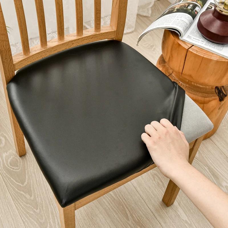 1pc Waterproof Pu Chair Cushion Cover For Kitchen Dining Room Leather Seat Cover Dining Room Chair Seat Cushion Cover
