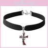 Skull Gothic Punk Cross Necklace With Bat Spider Alloy Pendant For Halloween