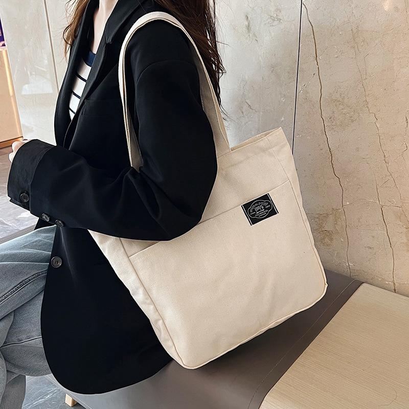 2025 Pure Color Simple Large Capacity Shoulder Bag Tote Shopping Bag