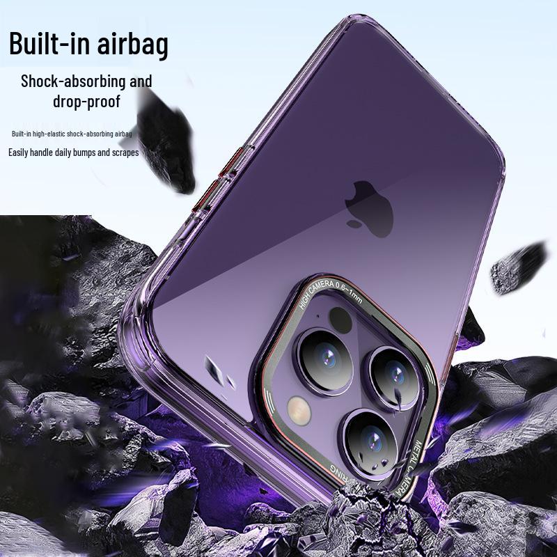 Transparent Anti-Drop Metal Color Block Case for iPhone 13/14/14 Pro Max