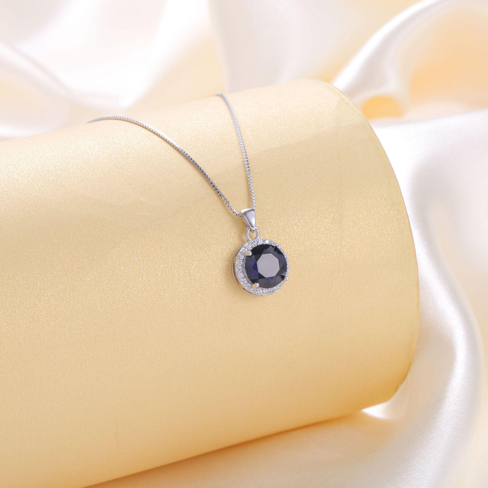 S925 Sterling Silver Blue Zircon Pendant Necklace - Classic, Light Luxury, Versatile, High-End Feel 925 Silver