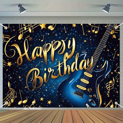 Banner de Fondo para Fiesta - Tema Musical Cumpleaños, Fondo Fotográfico de Poliéster con Cuerda para Colgar para Fiesta de Cumpleaños, Graduación, Navidad y Pascua