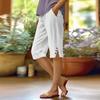 Pants For Women Casual Summer Solid Color Elastic High Waist Cotton And Linen Loose  Pants Drawstring Pocket Mid Leg Pants