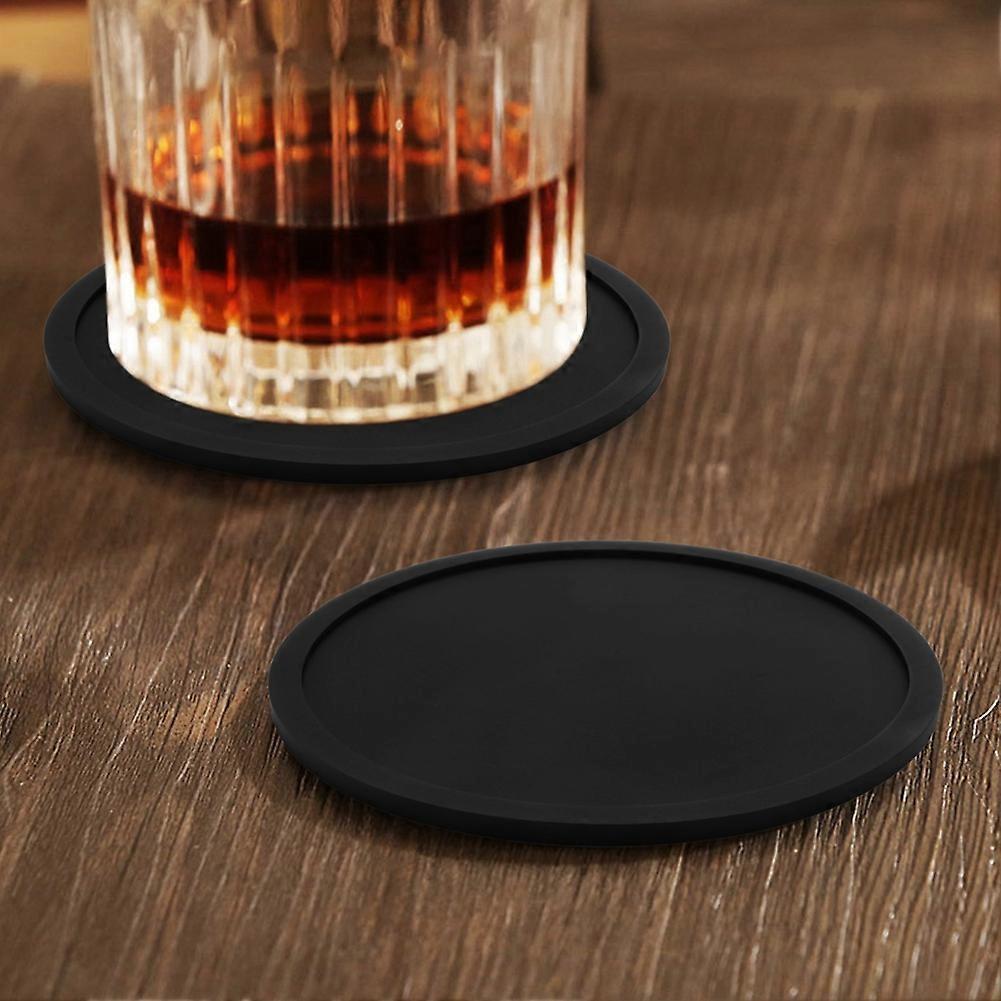 Silicone Black Drink Coasters Set of 48 Non-Slip Round Soft Sleek and Durable Easy to Clean Black