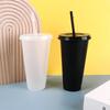 Food Grade PP Plastic Change Color Straw Mugs with Straw Drinks Cup Drinkware Water Cup  Coffee