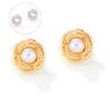 Style Niche Retro Geometric Line Twist Design Sense Earrings Round Brand Inlaid Shell Beads Titanium Steel Gold-Plated Stud Earrings