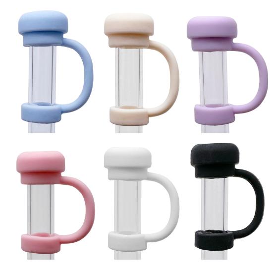 2Pcs Solid Color Straw Cover Food Grade BPA Free Silicone Reusable Dust-proof No Spill 10MM Tumbler Straw Tip Plug Topper Protector Cup Accessories