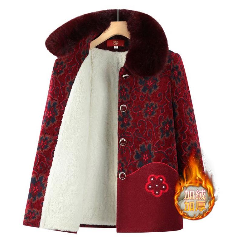 Winter coat thickened - 0 years old winter velvet coat on the old lady's cotton coat