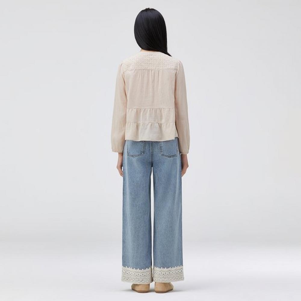 Thursday Island Eyelet Colorblock Frill Blouse T262mbl136w