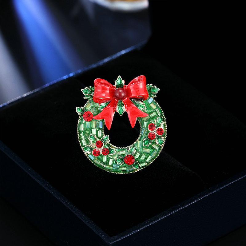 

Рождественский подарок 2024 года, новая креативная булавка, высококачественные аксессуары для корсажа, красная брошь-гирлянда с бантом зелёный
