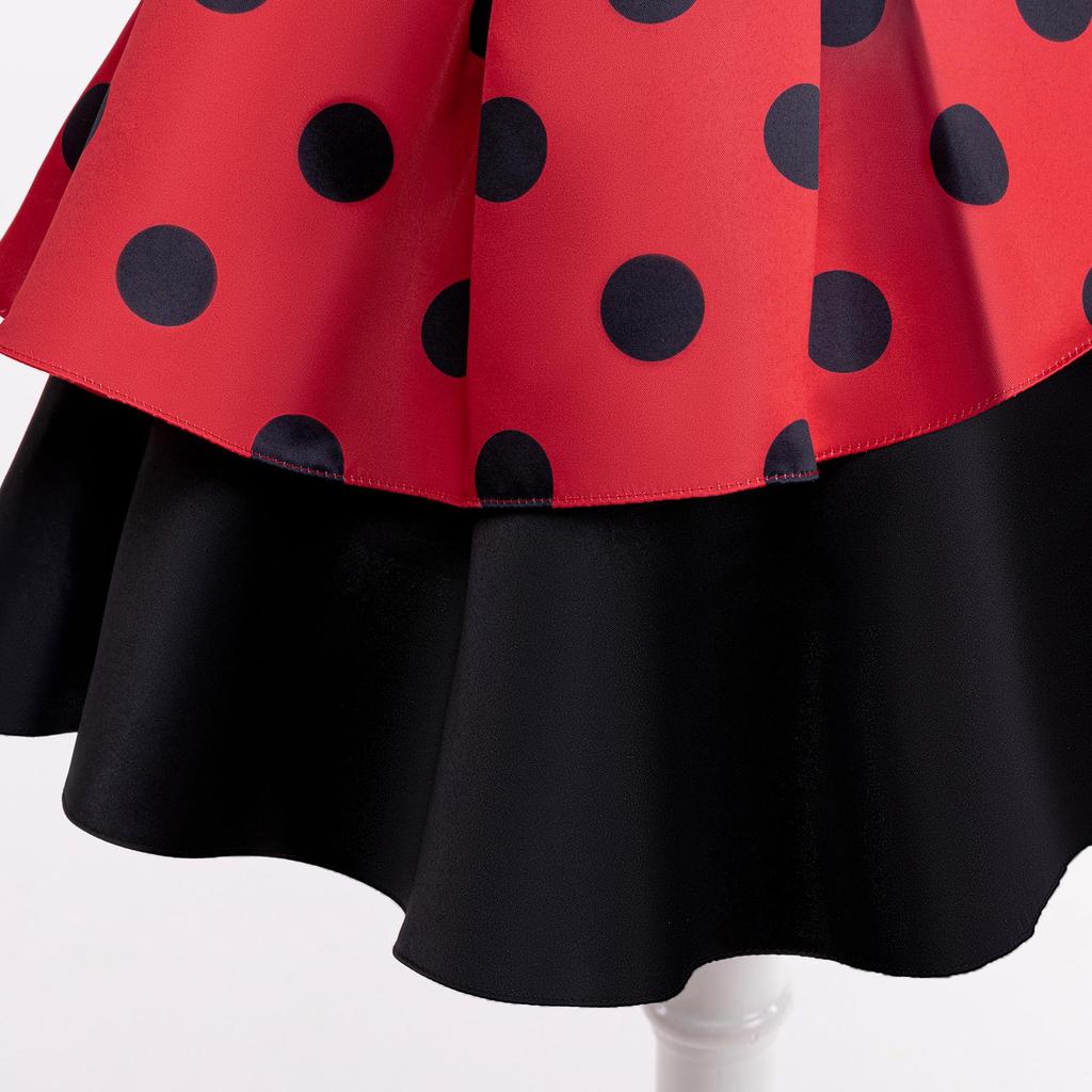 2024 Rotes Halloween-Prinzessinnenkleid mit Schleifendruck für Mädchen