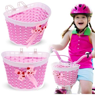 Pink Front Handlebar Scooter Bike Basket for Children and Girls