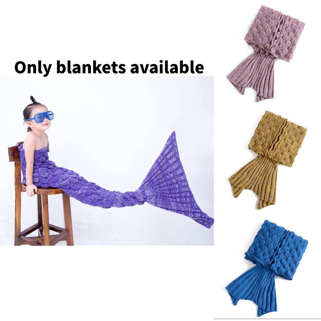 Fish Scale Pattern Mermaid Blanket Knitted Sofa Blanket For Cozy Home Use