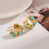 Ying Tai High-Polish Turquoise Non-fading 18k Gold Stud Earrings for Women