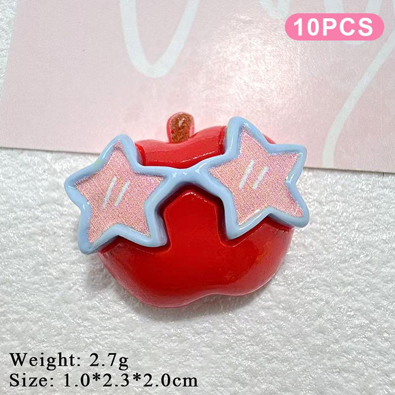 

[Z]10Pcs Resin Kawaii Colorful Cool Glasses Cartoon Strawberry Peach Pineapple Flat Back Decor Accessories For DIY Crafts Making