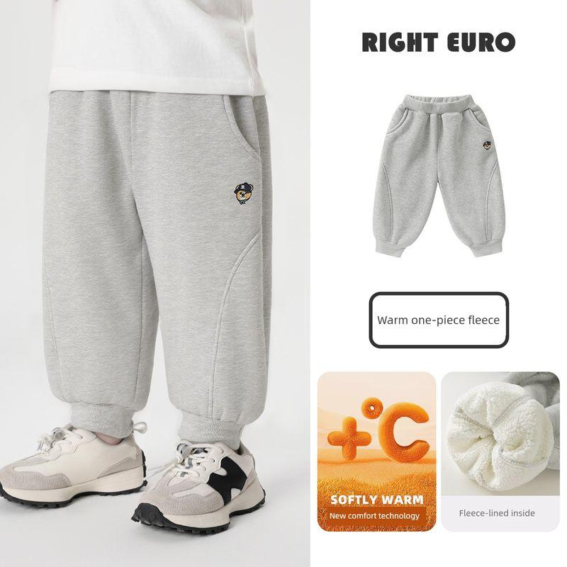 Boys' Fleece-Lined Sweatpants, Thickened Sports Trousers, 2025 Winter New Style, Children's Clothing, Baby Pants