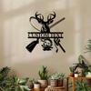 Metal Wall Art Deer Hunting Fish Hook Sign, Rustic Cabin Decor for Man Cave