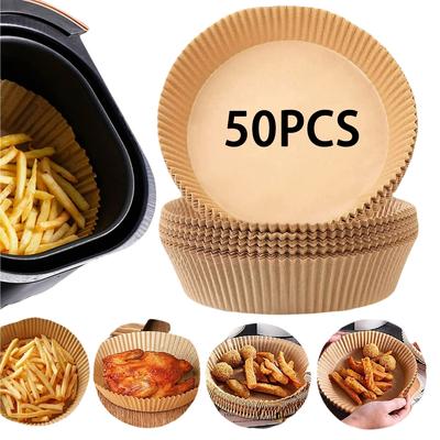 50pcs Air Fryer Paper Pads, Disposable Paper Pads Silicone Oil-proof and Waterproof, BPA-free Paper Pads, Safe and Healthy Foods