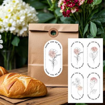 100 Stickers, Cute Hand Drawn, Small Flowers, Thank You Stickers, Gift Box Sealing Stickers, Packaging Decoration, Adhesive Labels, Sealing Stickers