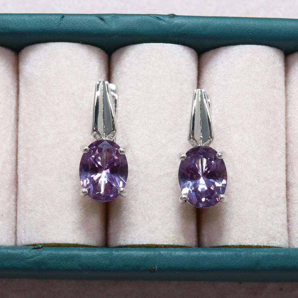 925 Sterling Silver Earrings Created Oval 7*9mm Color Change Alexander Nano Luxury Fine Jewelry for Women Valentines and Daily