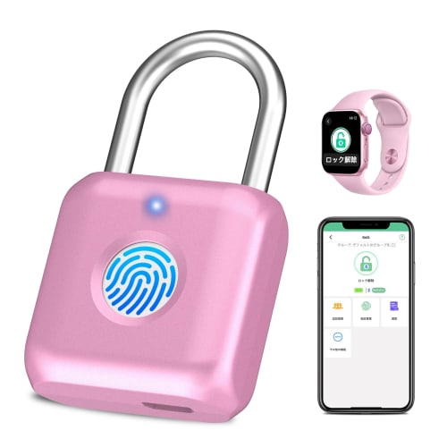 Tohtake Smart Padlock, Fingerprint Authentication, Smart Lock, Smart Key, Door Locker, Electronic Lock, Apple Watch, Smartphone Compatible, USB Chargi
