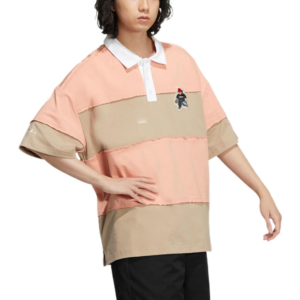 Adidas Originals Trefoil Colorblock Patch Polo Shirt Unisex Tops Pink HR3468