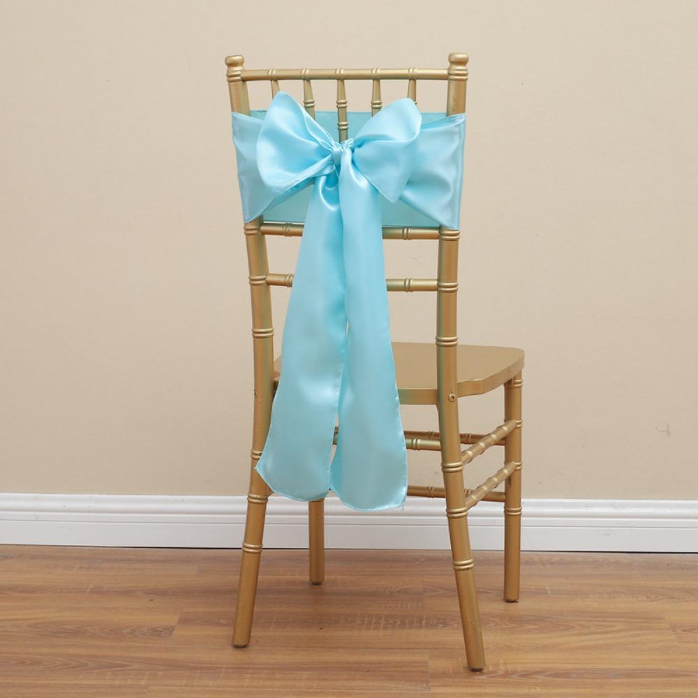 5pcs Vintage Bow Chair Cover 275cm Chair Back Ribbon Satin Wedding Chair Sashes  Baby Shower