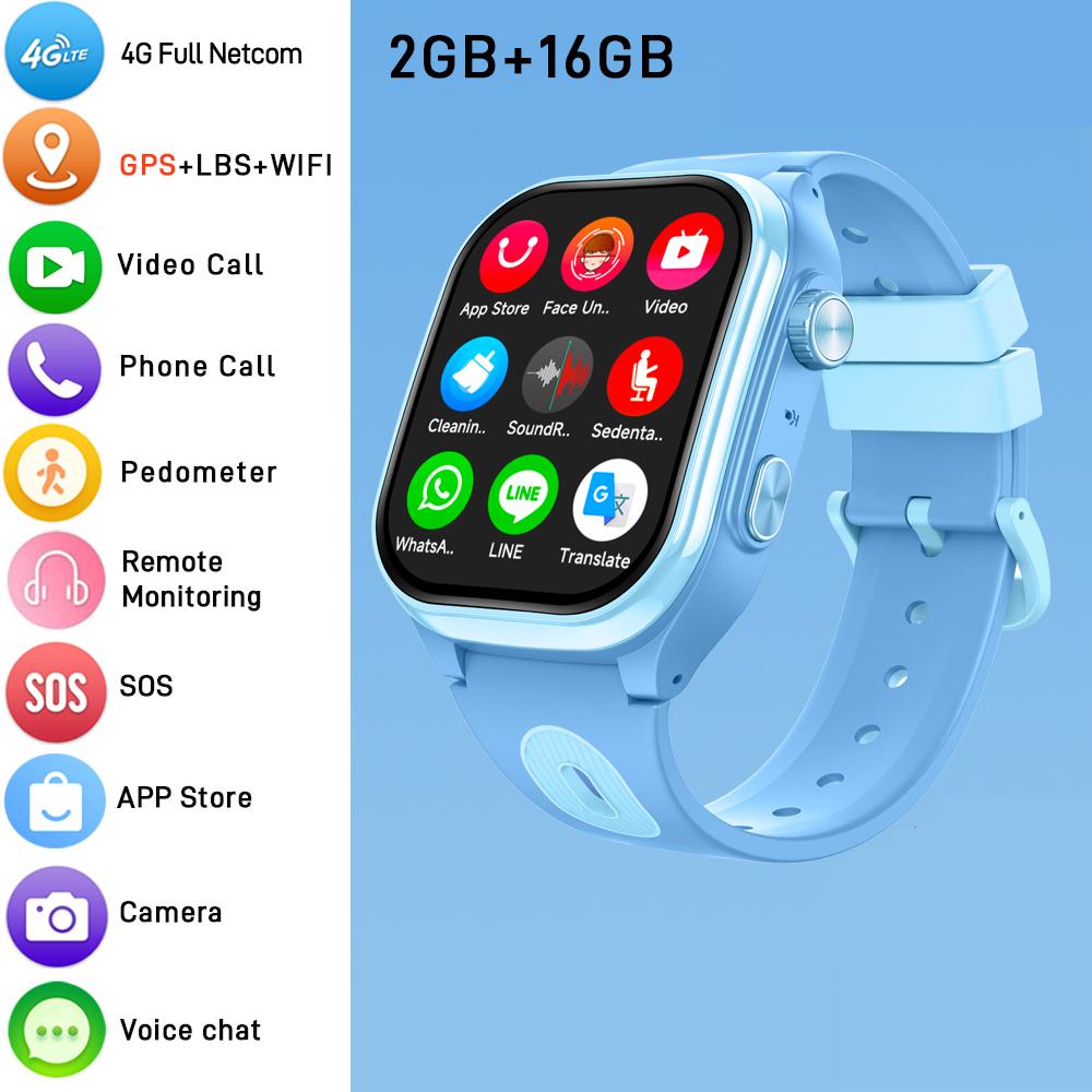 

Детские 4G Смарт-часы 2.0 GPS WIFI Видеозвонок Камера Детские Смарт-часы Монитор Трекер Местоположение 2+16 ГБ Загрузка приложений синий