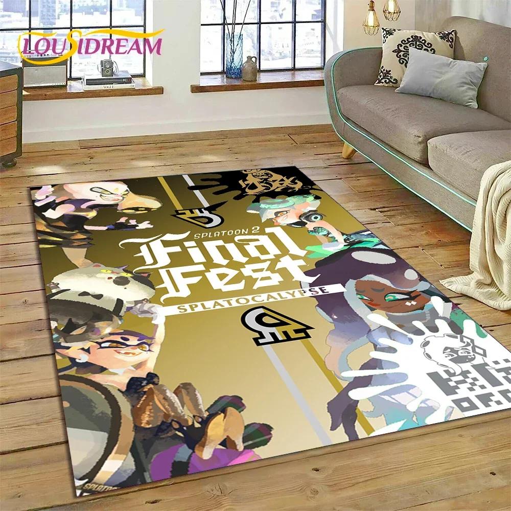 Splatoon3 PC Gamer Kreskówka Gra Dywanik do Sypialni Salonu Domu Dekoracja Sofy,Gra dla Dzieci Duży Dekor Mata Podłogowa Prezent