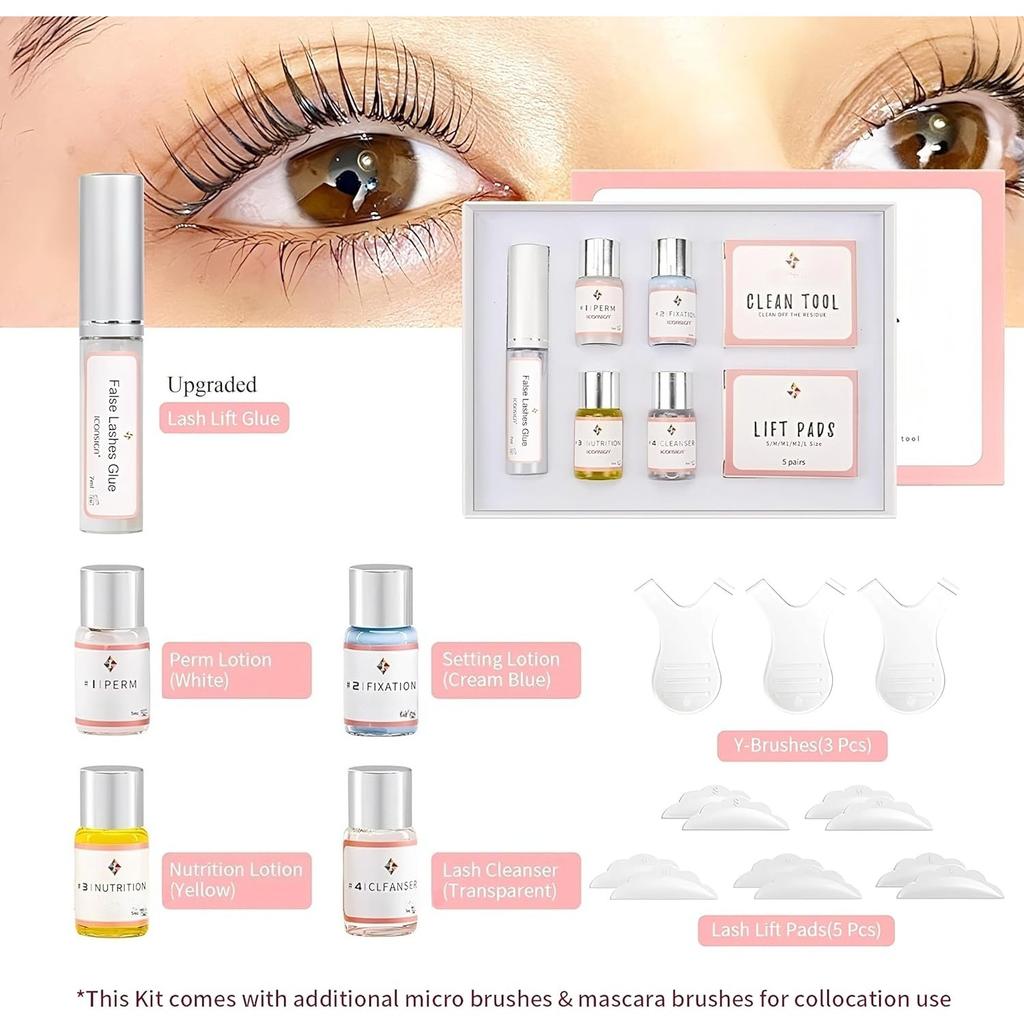 Wimperlift Kit, Professionele Salon Semi-Permanente Krullende Wimperpermanent Kit met Wimperbeschermers, Ooggelpads en Borsteltjes
