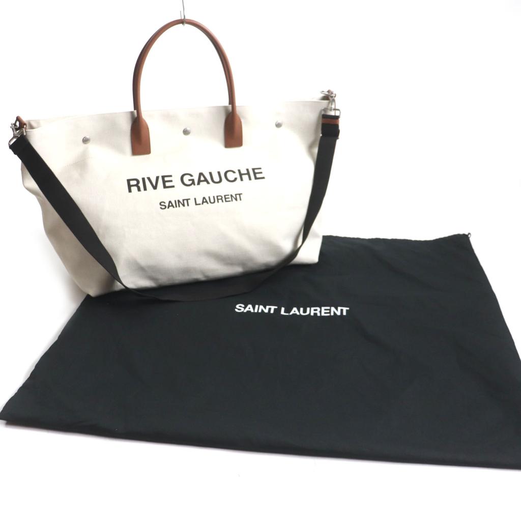 Excellent SAINT LAURENT PARIS Tote Bag Rive Gauche Maxi 2WAY Beige brown 685543 Used