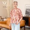 Damen Hemd mit lockerem Schnitt, Blumenmuster und Stehkragen