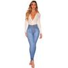 Women's Jeans Plus Size High Waist Multi Button Long Slimming Hip Lifting Pants
