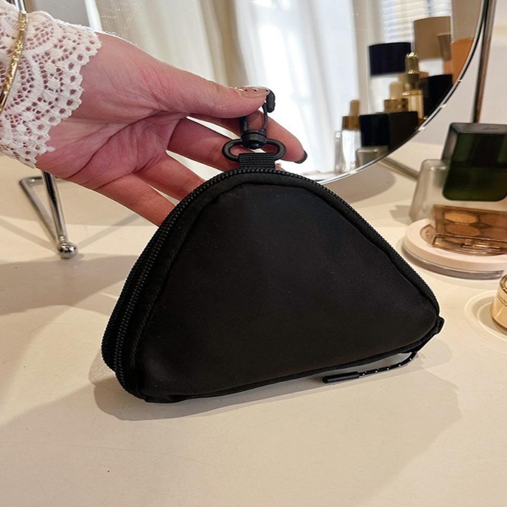Multi-functional Triangle Coin Pouch Zipper Lipstick Storage Bag Simplicity Cash Wallet  Women