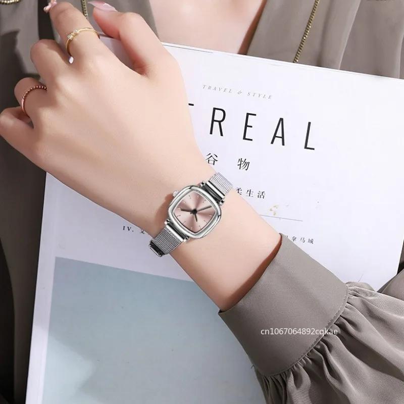 Small Square Watch for Women Fashion Stainless Steel Mesh Strap Quartz Watches Ladies Luxury Gift Wristwatches Dropshipping