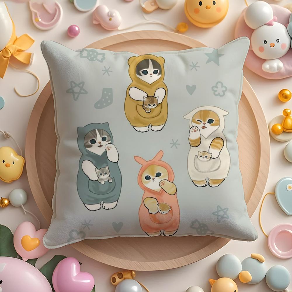 Luxury Cute Mofusand Cat Pillow Case Soft Plush Fabric Double-Sided Printed Cushion Cover Warm Winter Sofa Pillow Case