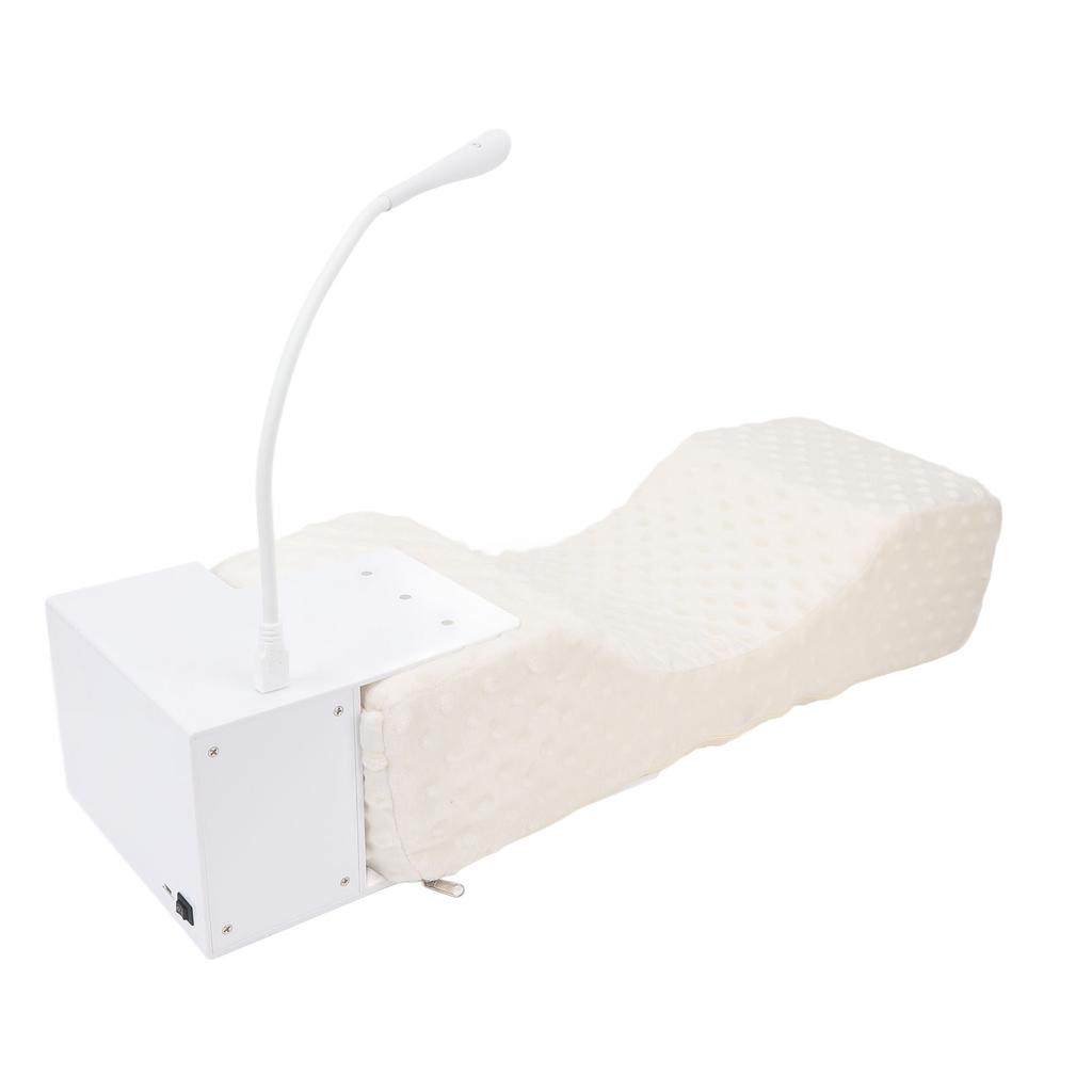 U Shaped Eyelash Extension Neck Pillow with LED Light Acrylic Shelf Organizer Stand Blue Lighting Cabinet for Lash Tech Supplies