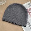 Luochi Korean Style Solid Color Knit Wool Hat for Men & Women - Autumn Winter Face Slimming Head Covering