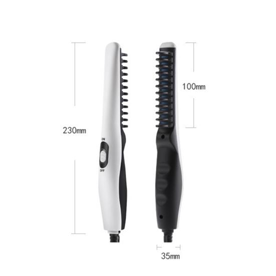 Men 2-in-1 Electric Beard Straightening Comb Hair Styling Curler Brush Styler