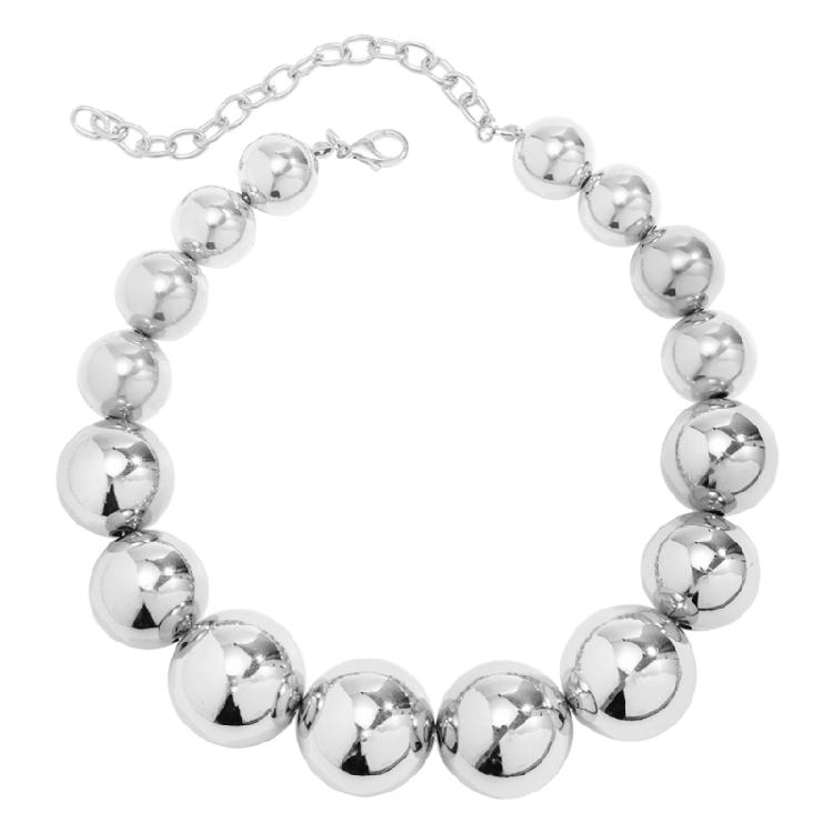 Vintage Big Beads Choker Necklace For Women Girls Exaggerated Clavicle Chain